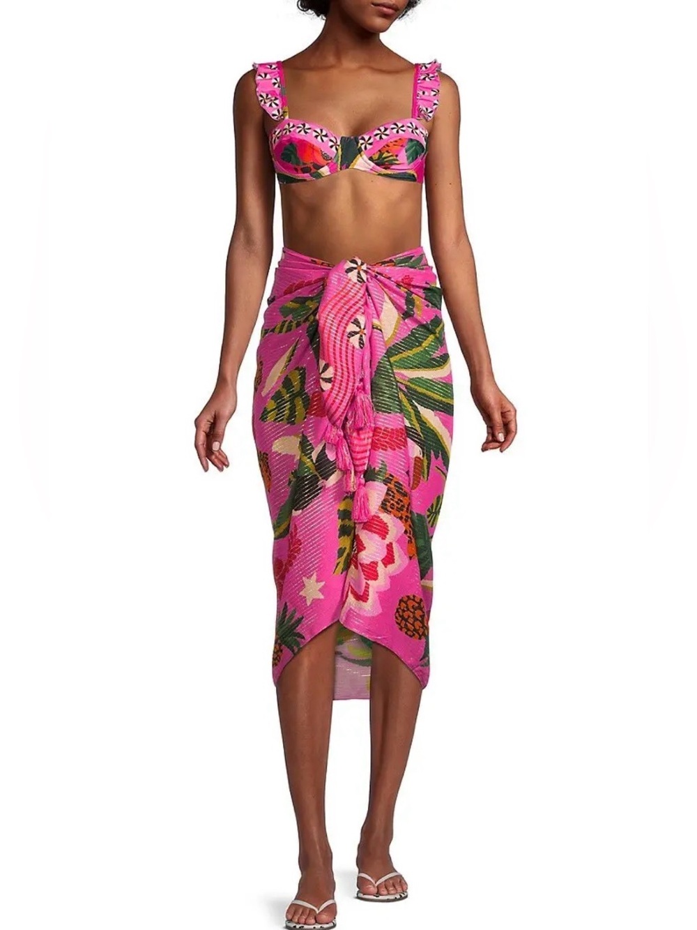 NWT - FARM Rio - Pink Leopard Forest Sarong - One Size